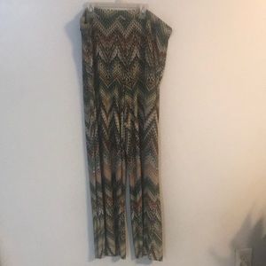 Wide legged pants colorful soft material pants.